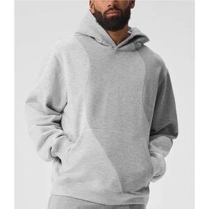 ALO Making Waves Unisex Oversized French Terry Fleece Gray Hoodie Sweatshirt XL*